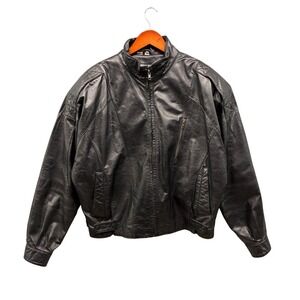 Wilsons Leather Bomber Jacket Men's XL Black Full Zip Thinsulate Lined